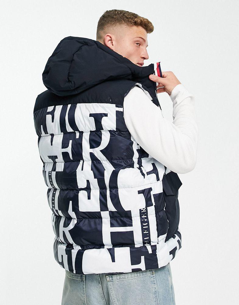 Tommy Hilfiger padded gilet in blue Hilfiger print商品第2张图片规格展示