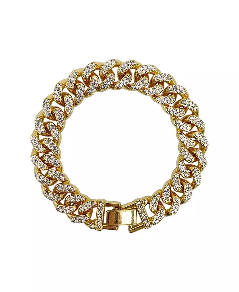 商品ADORNIA|Women's Gold-Tone Plated Crystal Thick Cuban Curb Chain Bracelet,价格¥228,第1张图片