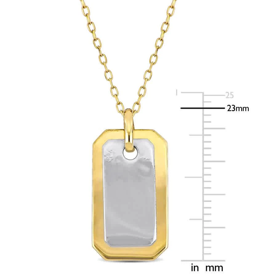 商品Amour|Dog Tag Necklace in 10k 2-Tone Yellow and White Gold - 18 in,价格¥2157,第3张图片详细描述