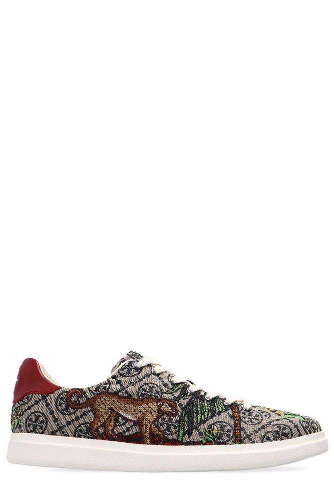 商品Tory Burch|Tory Burch Jacquard Howell Embroidered Court Sneakers,价格¥2156,第1张图片