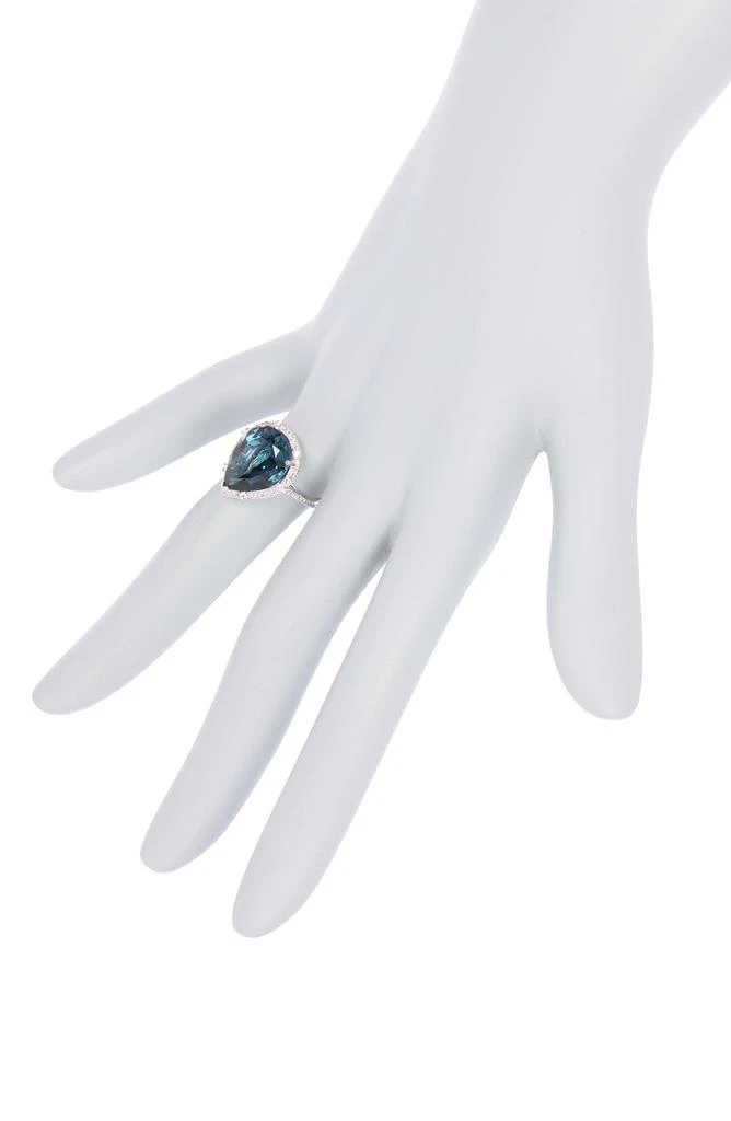 商品Effy|14K White Gold Pear London Blue Topaz & Pavé Diamond Ring,价格¥11202,第3张图片详细描述