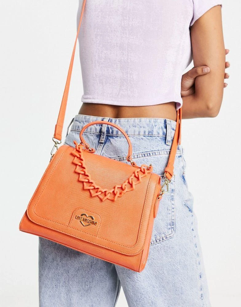 商品Moschino|Love Moschino top handle chain detail crossbody bag in orange,价格¥1033,第1张图片