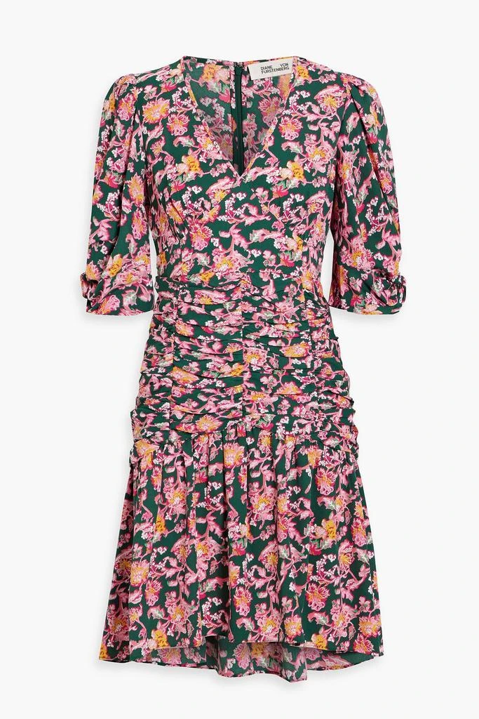 商品Diane von Furstenberg|Nancy ruched floral-print crepe mini dress,价格¥1060,第1张图片