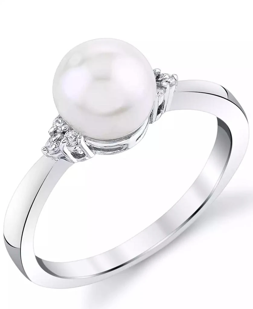 商品Macy's|Cultured Freshwater Pearl (7mm) & Diamond (1/20 ct. t.w.) Ring in 14k White Gold,价格¥3298,第1张图片