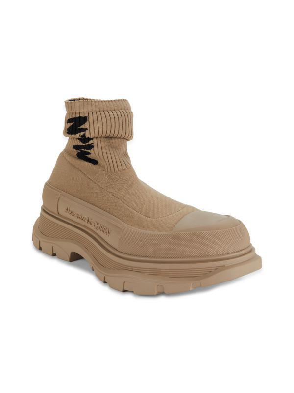 Alexander McQueen Logo Rib-Knit Sock Boots - Shoes - Free