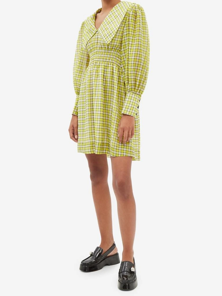 商品Ganni|Chelsea-collar check organza mini dress,价格¥699,第2张图片详细描述