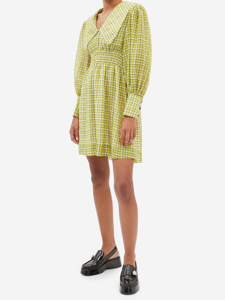 商品Ganni|Chelsea-collar check organza mini dress,价格¥595,第4张图片详细描述