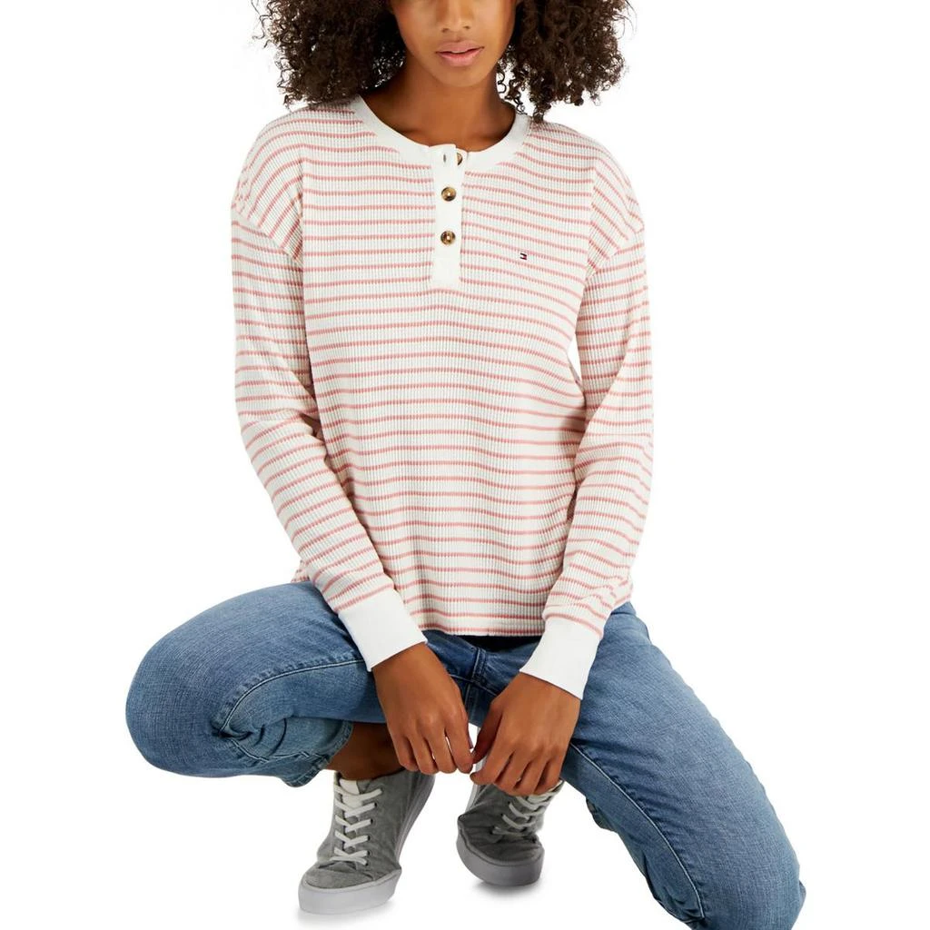 商品Tommy Hilfiger|Tommy Hilfiger Womens Striped Crewneck Henley,价格¥102,第1张图片