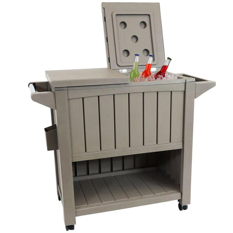 商品Sunnydaze Decor|Rolling Patio Serving Cart with Prep Table, Cooler and Storage,价格¥1503,第2张图片详细描述