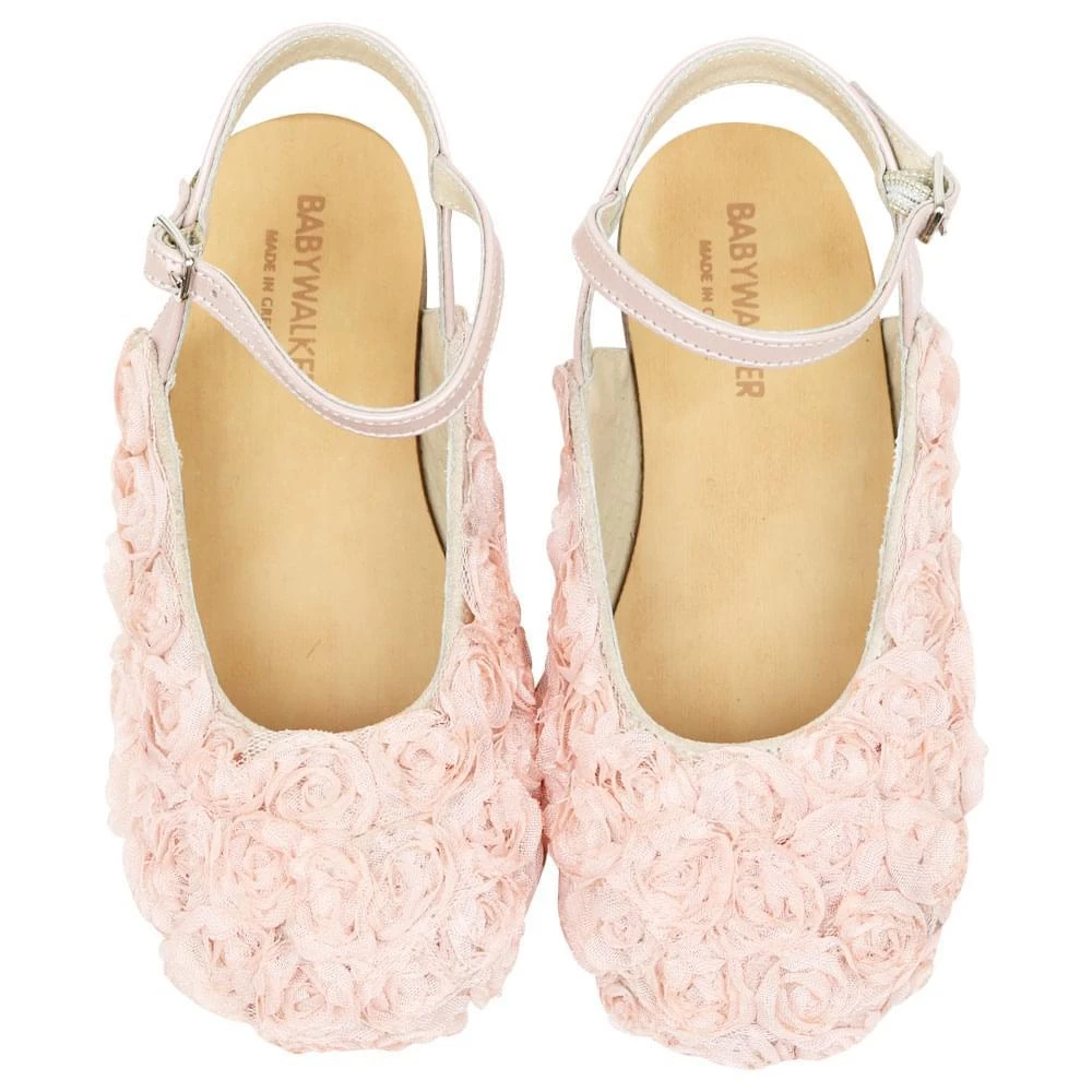 商品Babywalker|Pink Flower Slingback Shoes,价格¥384,第4张图片详细描述