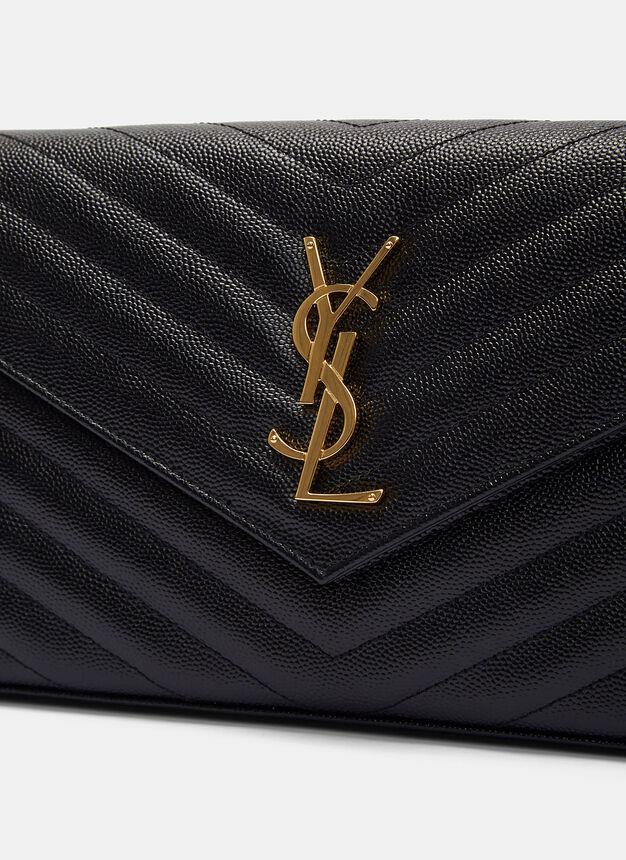 商品Yves Saint Laurent|Chevron Quilted Monogrammed Crossbody Bag in Black,价格¥11633,第6张图片详细描述