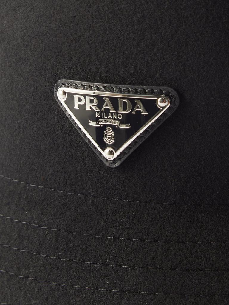 商品Prada|Triangle logo-plaque felt bucket hat,价格¥3971,第4张图片详细描述