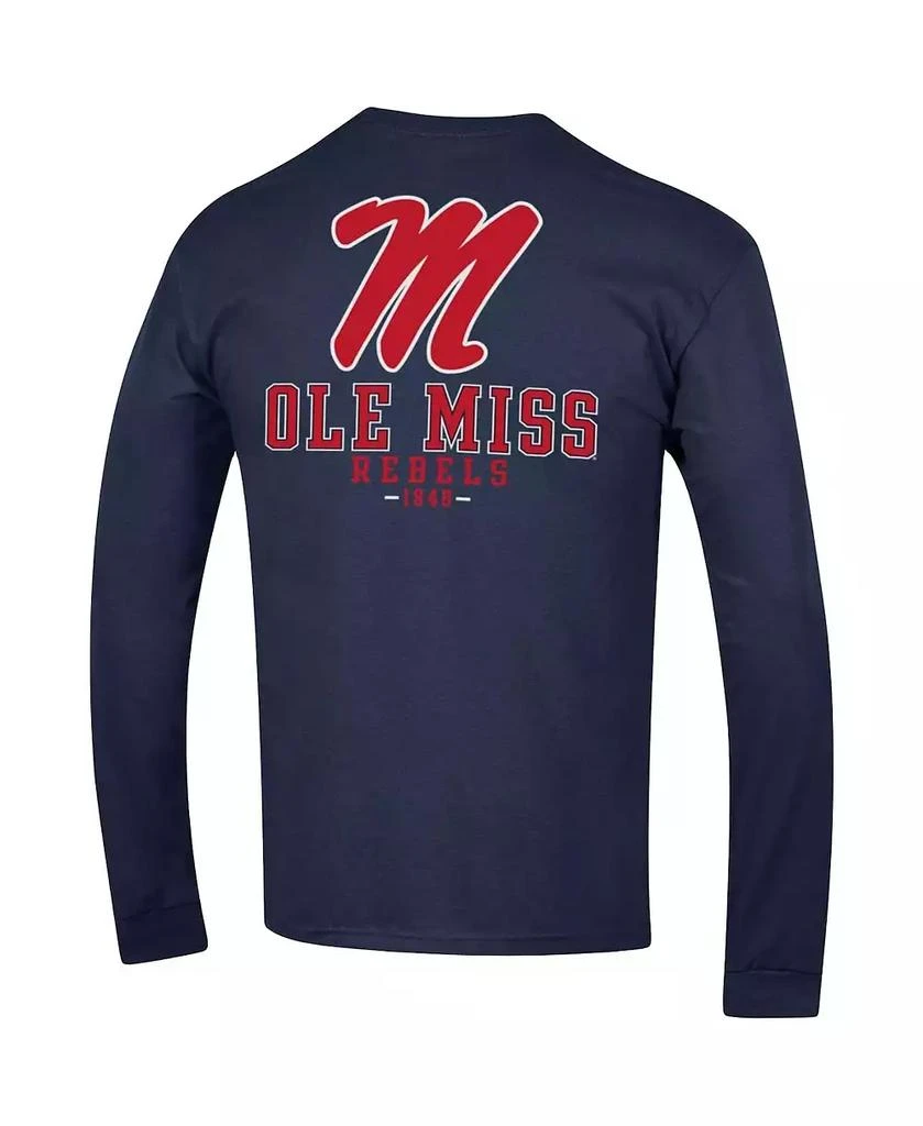 商品CHAMPION|Men's Navy Ole Miss Rebels Team Stack Long Sleeve T-shirt,价格¥225,第2张图片详细描述