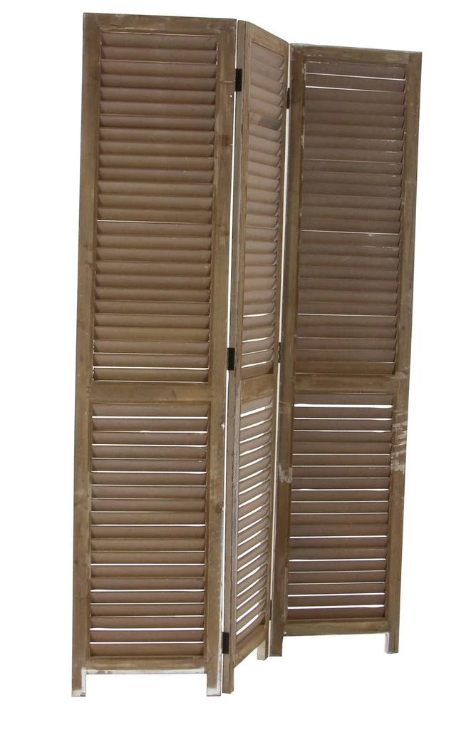 Cream Wood Farmhouse Room Divider Screen with Horizontal Slats 商品
