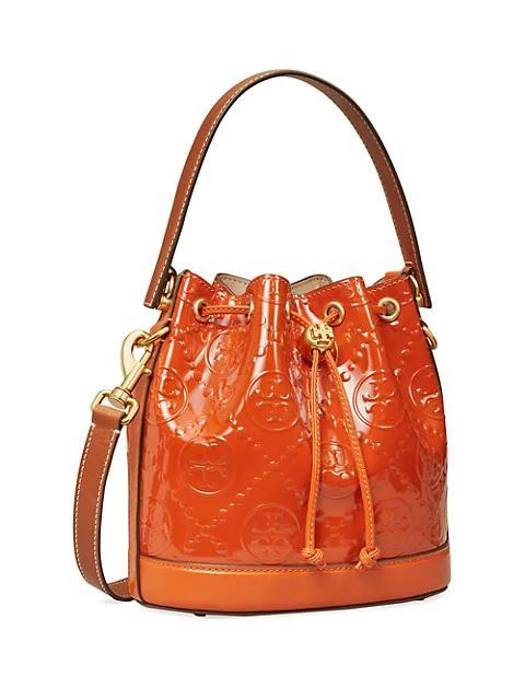 商品Tory Burch|T Monogram Embossed Patent Leather Bucket Bag,价格¥4248,第5张图片详细描述