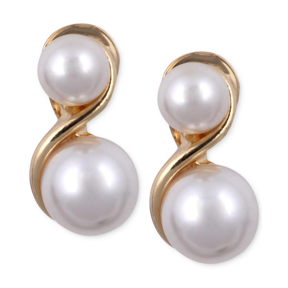 商品Anne Klein|Gold-Tone Glass Pearl E-Z Comfort Clip-On Earrings,价格¥129,第1张图片