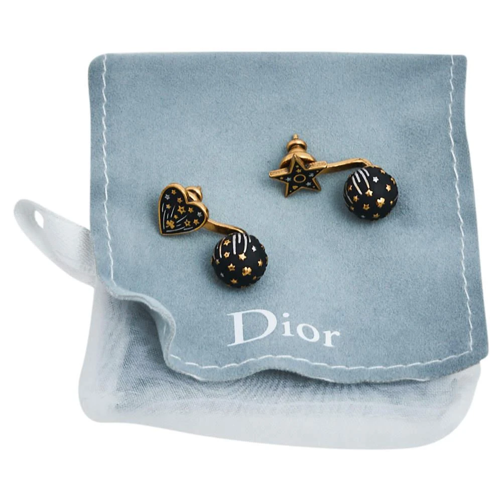 商品[二手商品] Dior|Dior Aged Gold Tone Heart & Star Drop Earrings,价格¥1521,第4张图片详细描述