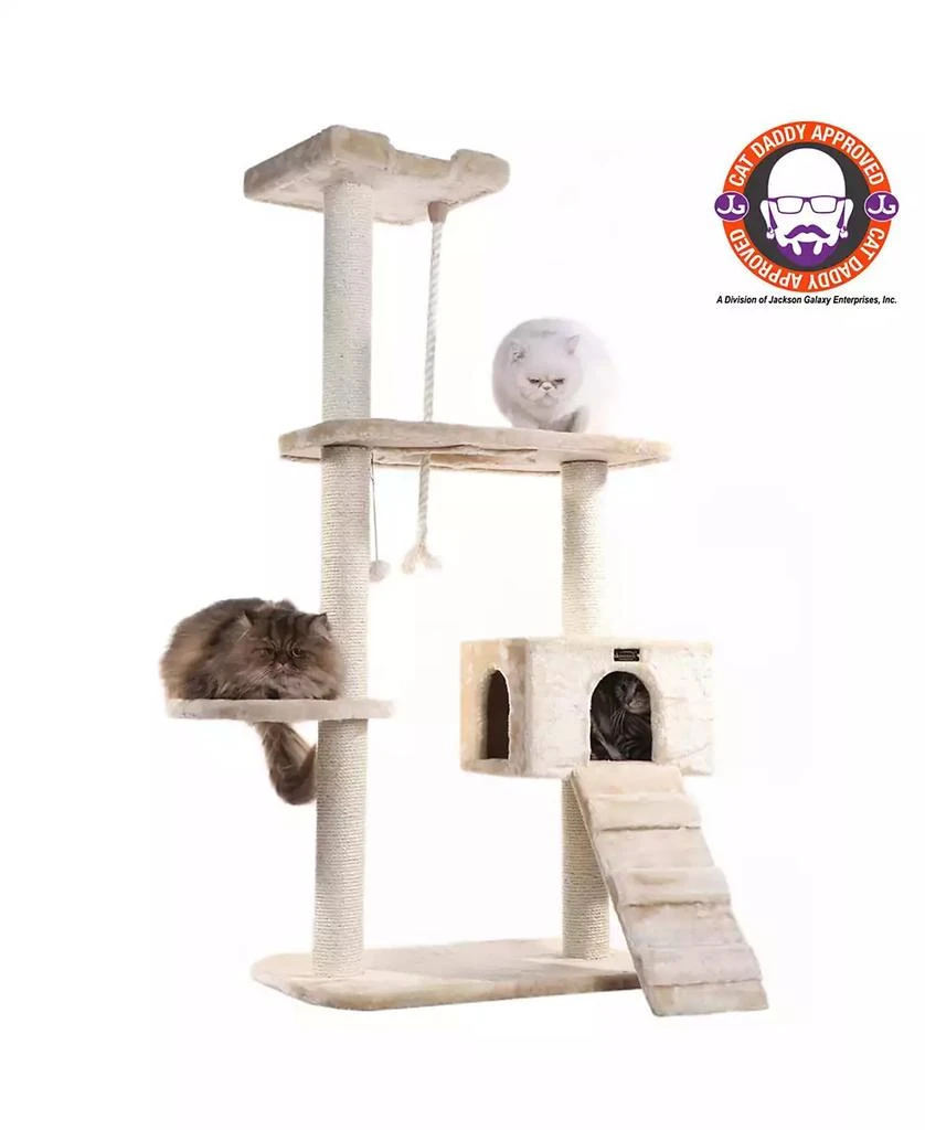 58" Natural Sisal Real Wood Scratching Cat Tree 商品