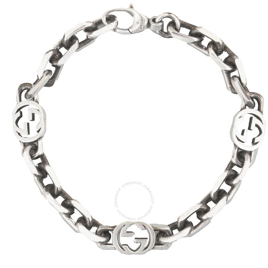 商品Gucci|Aged Silver Interlocking Double G Bracelet,价格¥2271,第3张图片详细描述