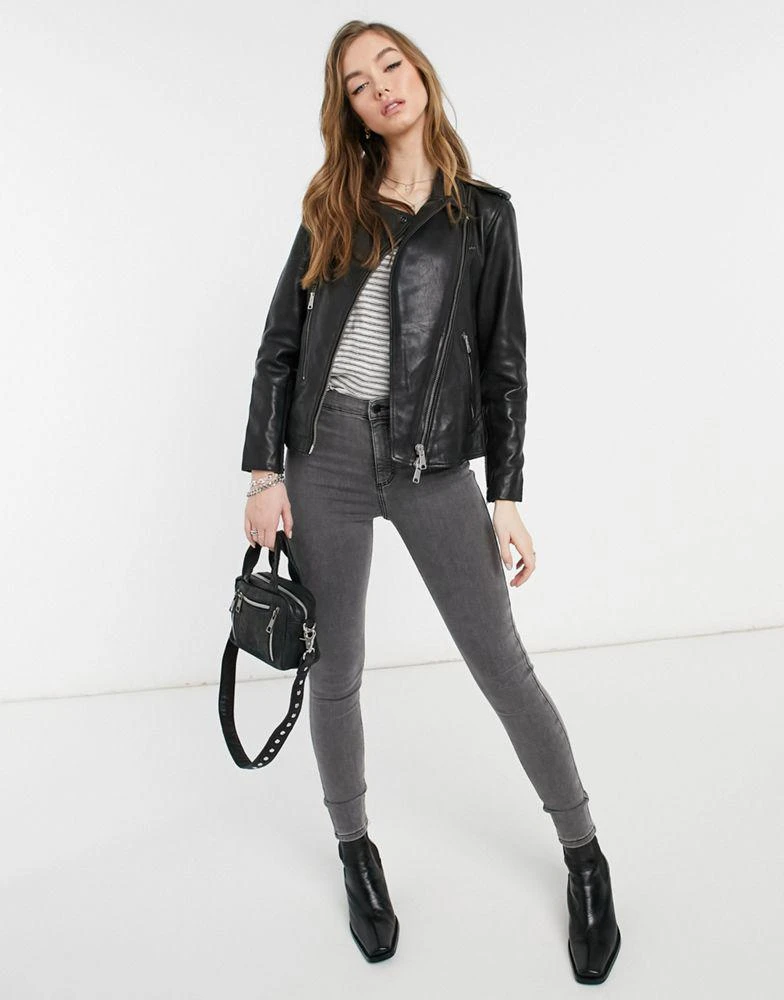 商品ALL SAINTS|AllSaints Elva leather biker jacket in black,价格¥2238,第4张图片详细描述