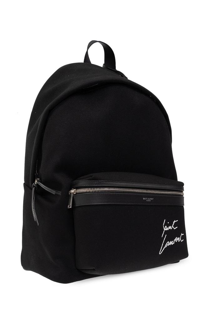 SAINT LAURENT ブラックバックパック Saint Laurent Men's Nylon and Leather Backpack | Neiman Marcus