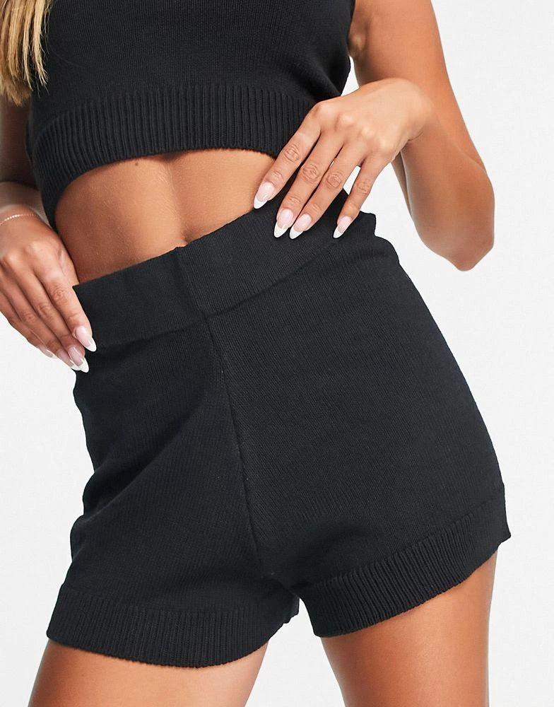 商品Topshop|Topshop cotton blend knitted short co-ord in black - BLACK,价格¥186,第1张图片