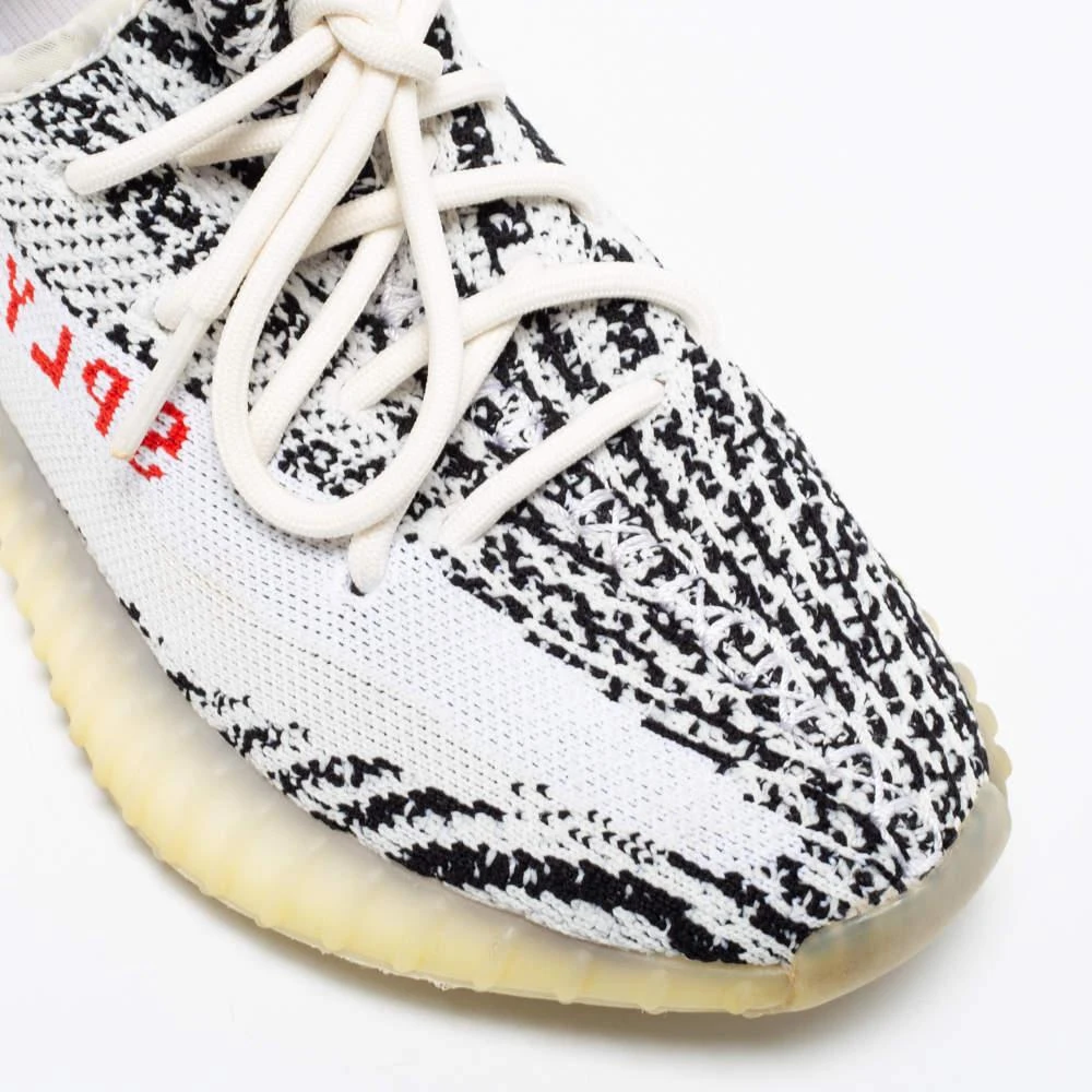 Yeezy x adidas White/Black Knit Fabric Boost 350 V2 Zebra Sneakers Size 37 1/3 商品