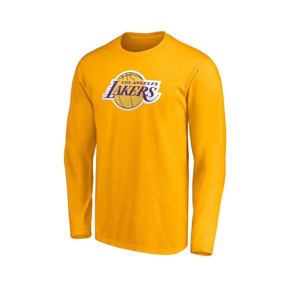 Men's LeBron James Gold Los Angeles Lakers Playmaker Name Number Long Sleeve T-shirt商品第3张图片规格展示