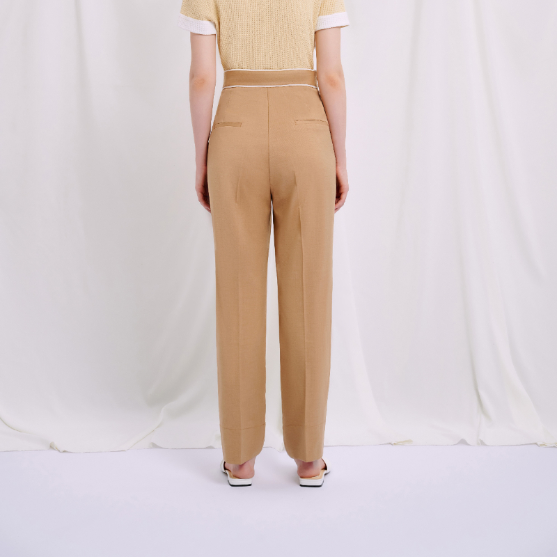 Skylar浅驼撞色高腰裤 | Skylar Pants - Camel商品第5张图片规格展示