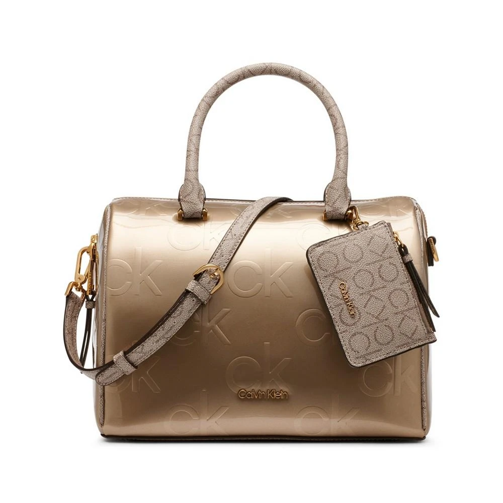 商品Calvin Klein|Ashley Embossed Signature Top Zipper Satchel,价格¥663,第1张图片