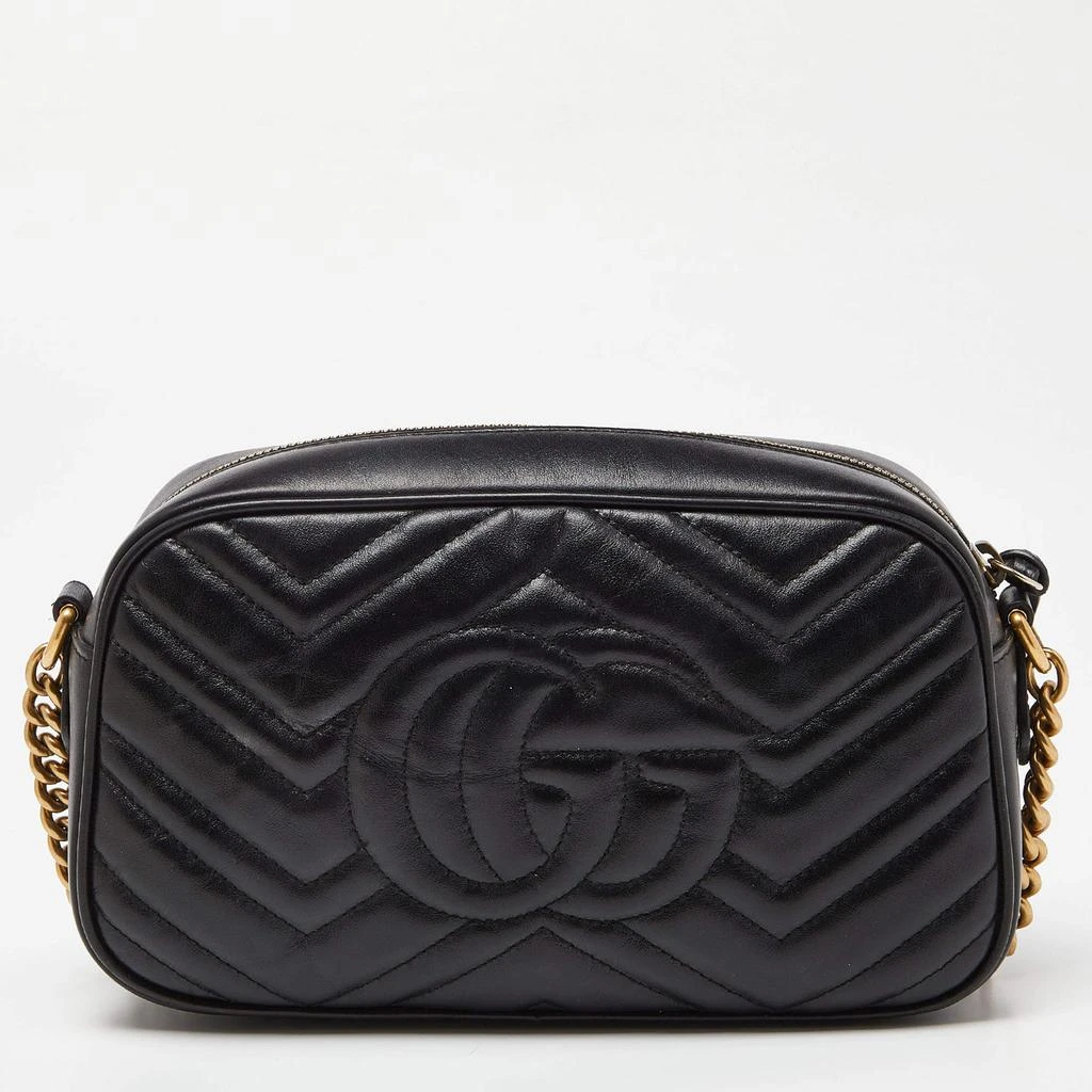 商品[二手商品] Gucci|Gucci Black Matelassé Leather Small GG Marmont Camera Bag,价格¥6456,第4张图片详细描述