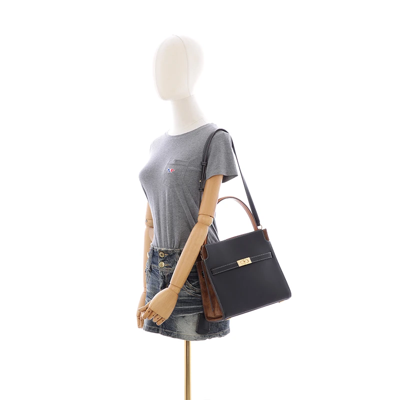TORY BURCH Lee Radziwill Double哑光高级精致 牛皮 单肩斜挎手提包 小号 女款 黑色 商品