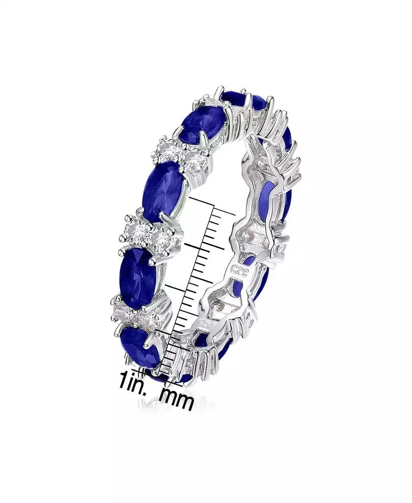商品Genevive|Sterling Silver White Gold Plated with Sapphire & Cubic Zirconia Chunky Eternity Band Ring,价格¥246,第2张图片详细描述