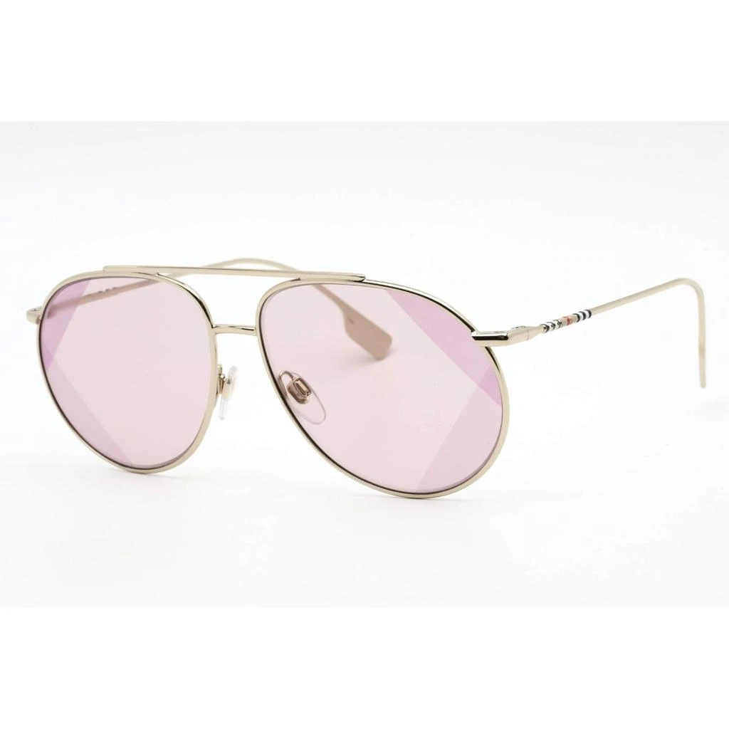 商品Burberry|Burberry Women's Sunglasses - Light Gold Aviator Frame Pink Lens | 0BE3138 110984,价格¥843,第1张图片