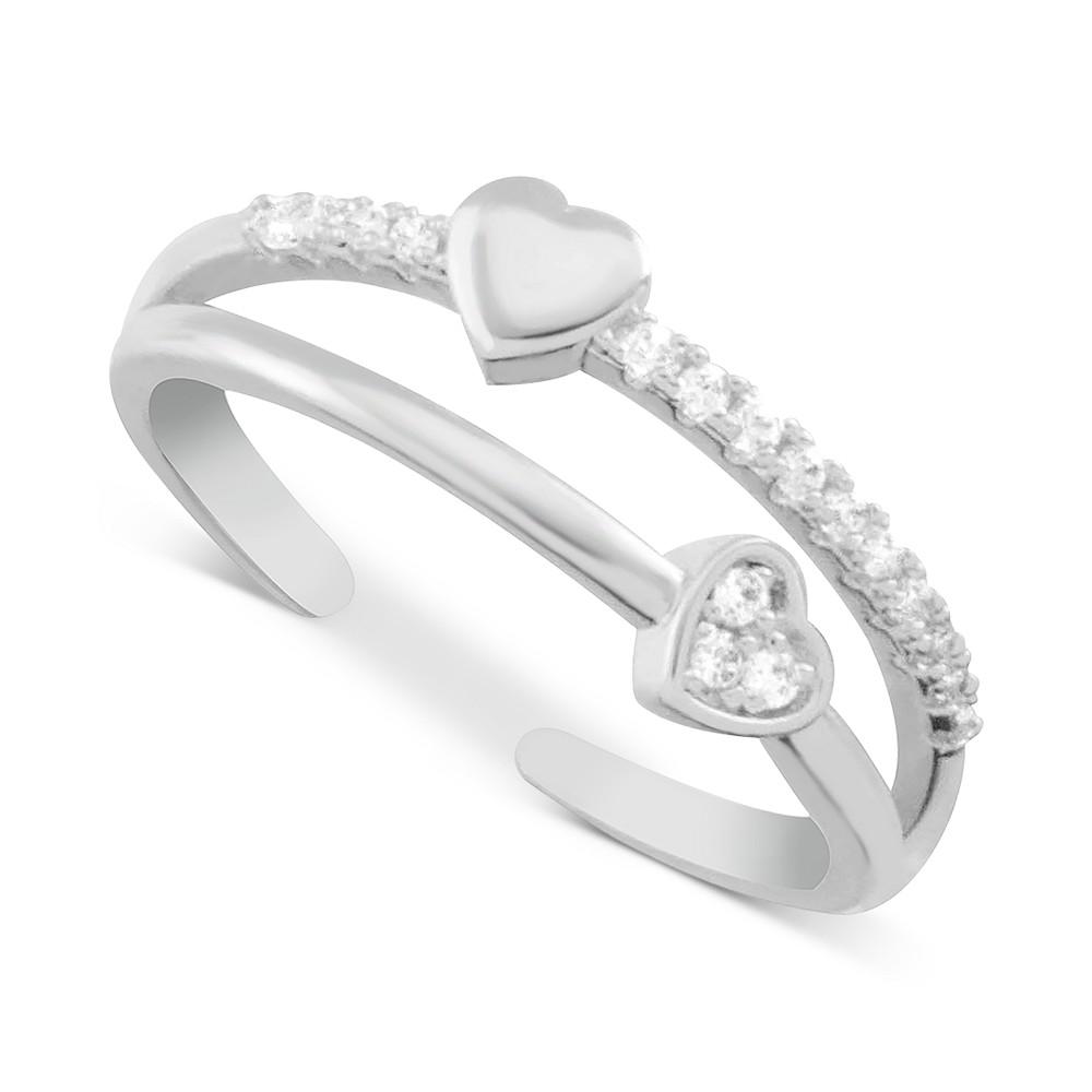 Crystal Heart Two-Row Toe Ring in Silver-Plate商品第1张图片规格展示