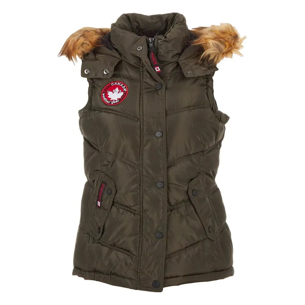 Canada Weather Gear Women's Puffer Vest with Faux Fur Trim Hood 商品