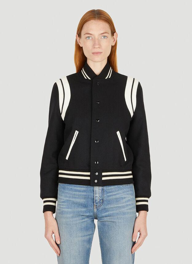 商品Yves Saint Laurent|Teddy Varsity Jacket in Black,价格¥17705,第1张图片