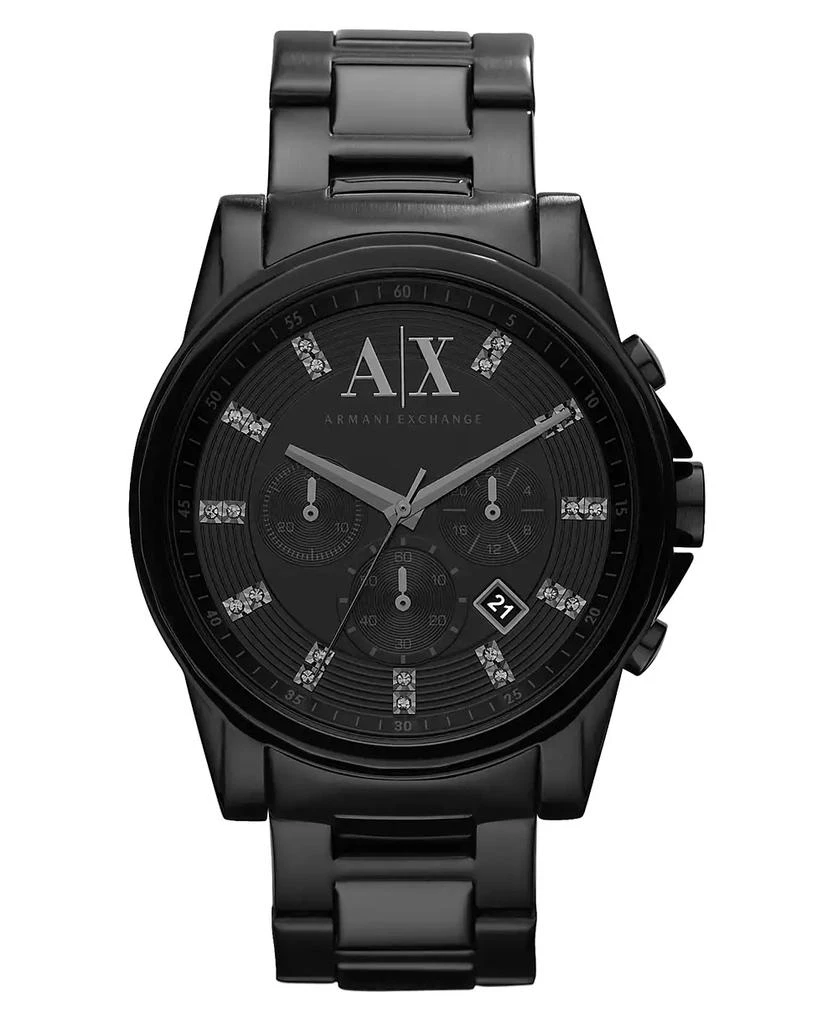 商品Armani Exchange|Men's Chronograph Black Stainless Steel Bracelet Watch 45mm,价格¥1317,第1张图片