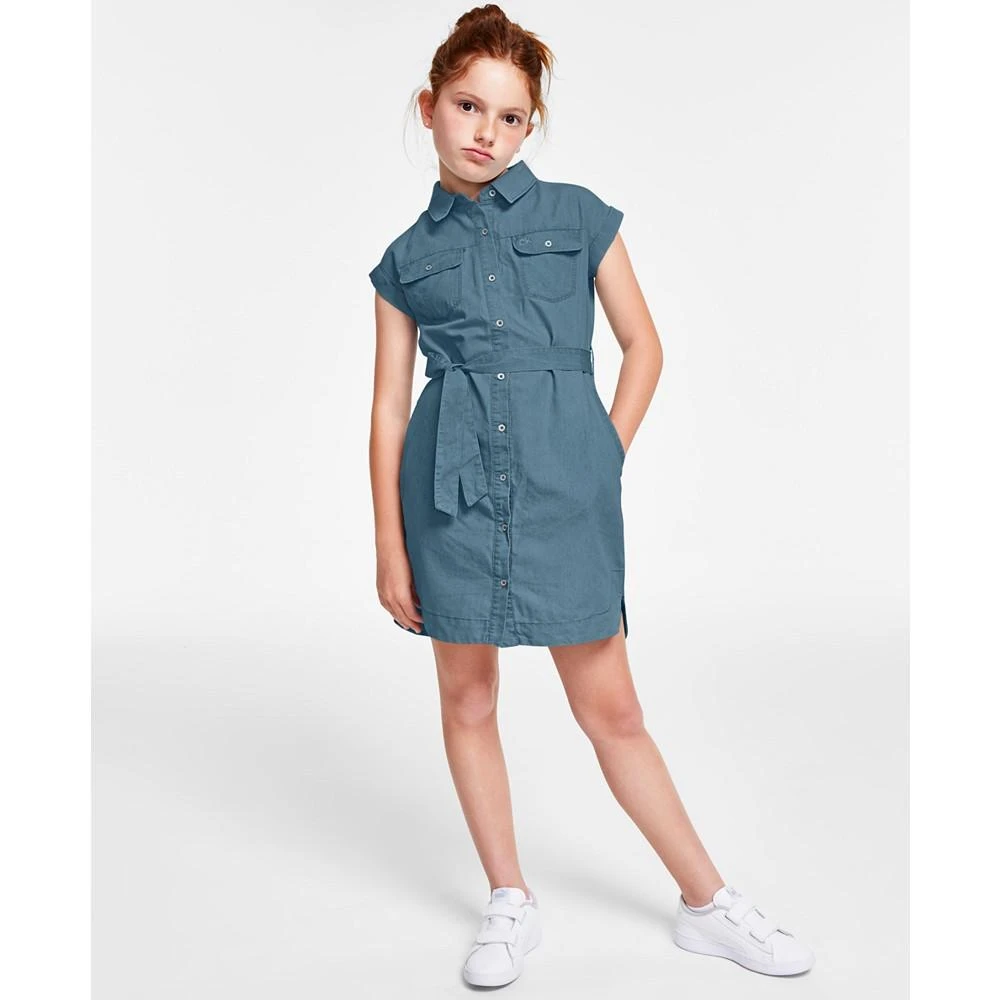 商品Calvin Klein|Big Girls Chambray Shirtdress,价格¥392,第3张图片详细描述