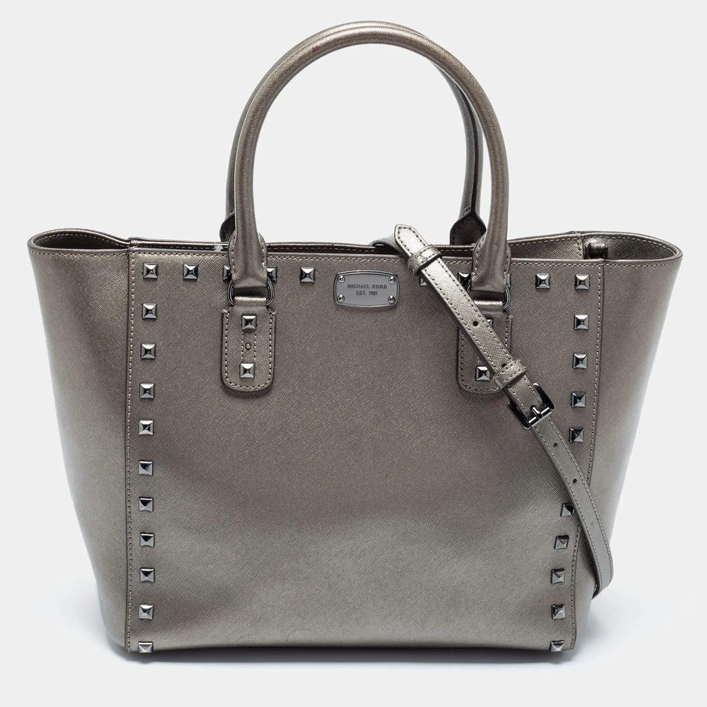 商品[二手商品] Michael Kors|MICHAEL Michael Kors Gun Metal Leather Sandrine Tote,价格¥811,第1张图片