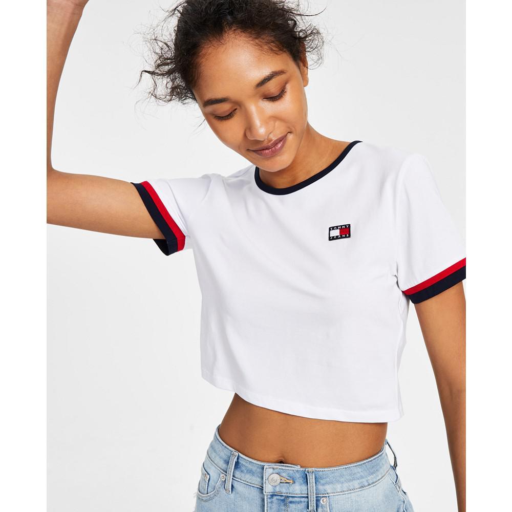 商品Tommy Jeans|Women's Flag Patch Cropped T-Shirt,价格¥87,第5张图片详细描述