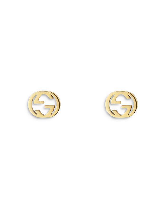 商品Gucci|18K Yellow Gold Interlocking G Stud Earrings,价格¥3874,第3张图片详细描述