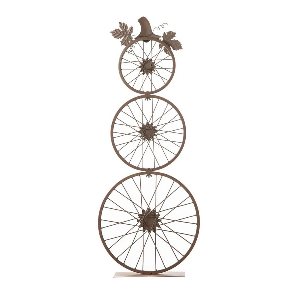 商品Glitzhome|Fall Metal Bicycle Wheel Pumpkin Porch Decor, 33.75'',价格¥365,第2张图片详细描述