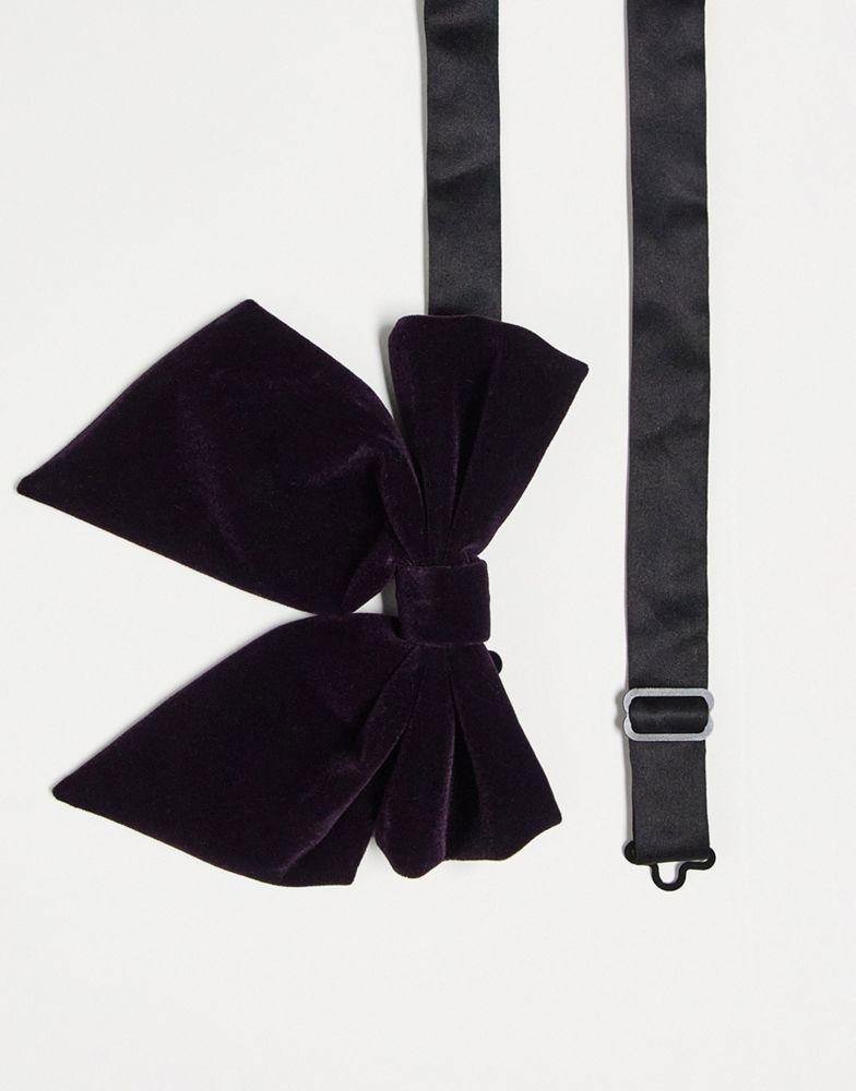 ASOS DESIGN oversized bow tie in deep purple velvet商品第1张图片规格展示