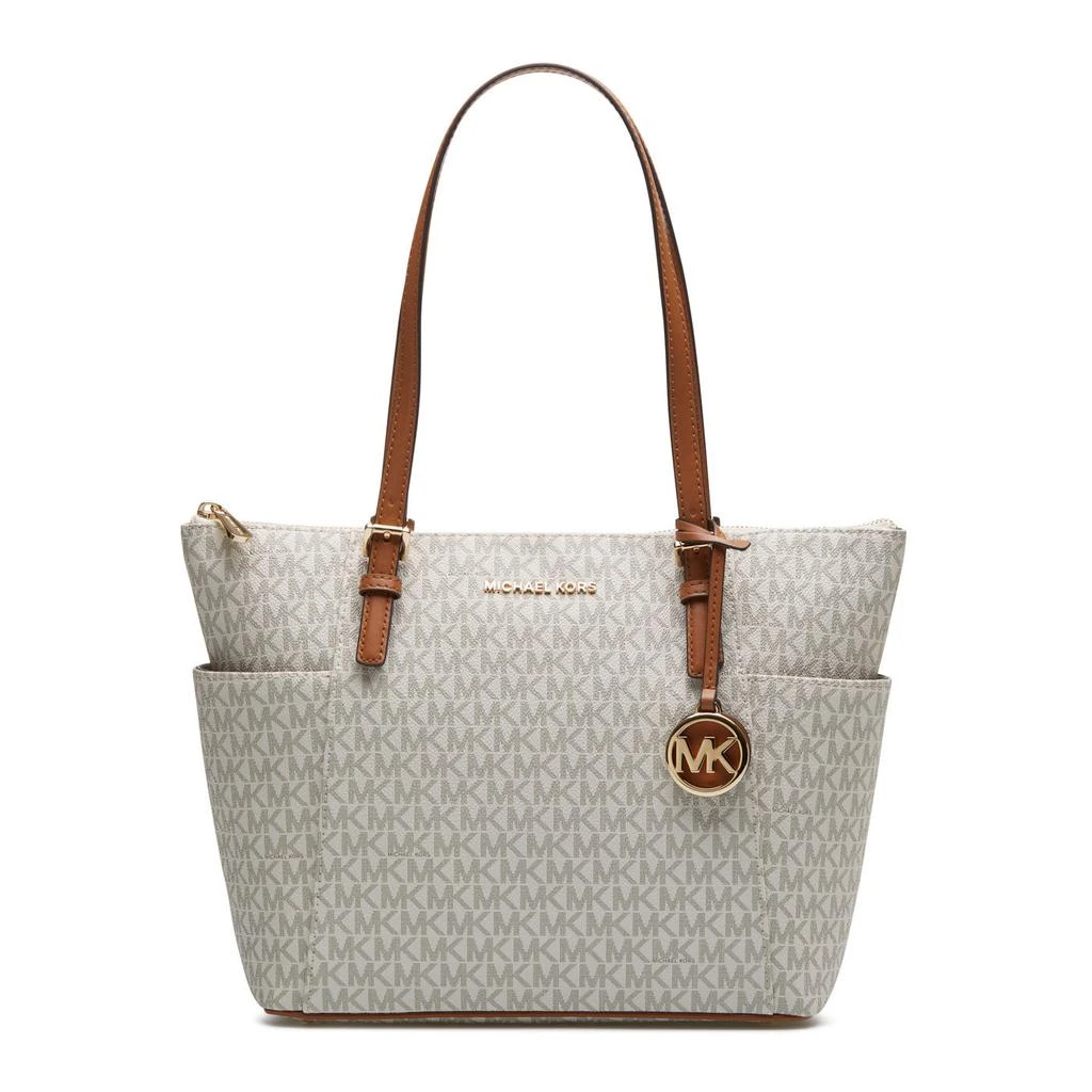 商品Michael Kors|Michael Kors Vanilla/Acorn Ladies Jet Set East West Logo Tote,价格¥1111,第1张图片