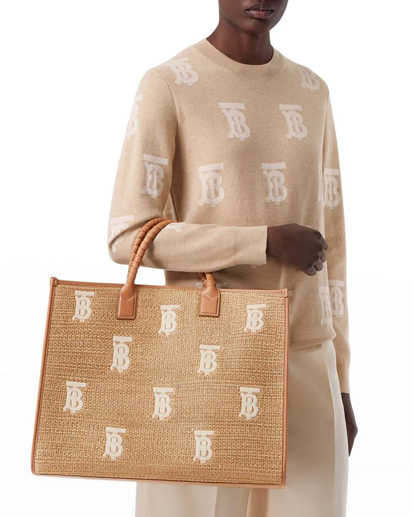 商品Burberry|Freya Large TB Raffia Tote Bag,价格¥18448,第2张图片详细描述