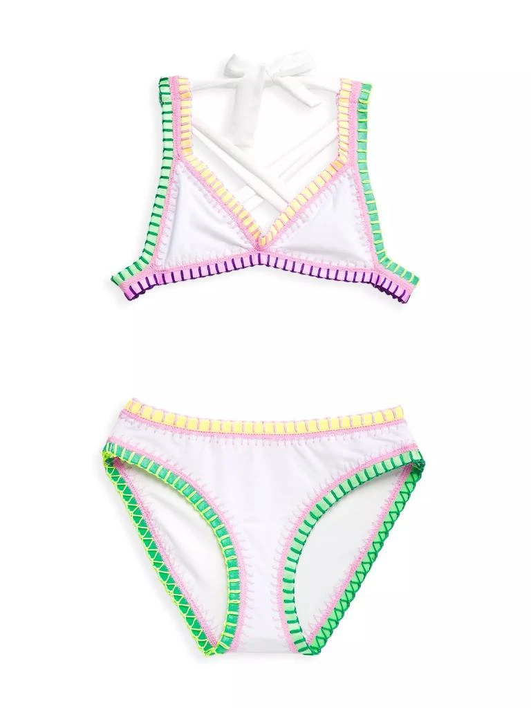 商品PQ|Little Girl's & Girl's Rainbow Embroidered Bikini Set,价格¥351,第1张图片