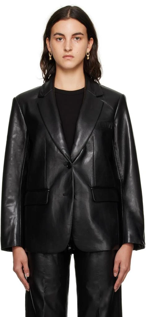 商品ANINE BING|Black Classic Faux-Leather Blazer,价格¥1757,第1张图片