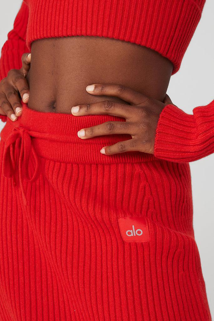 商品Alo|Cashmere Ribbed High-Waist Winter Dream Skirt - Red Flame,价格¥6022,第7张图片详细描述