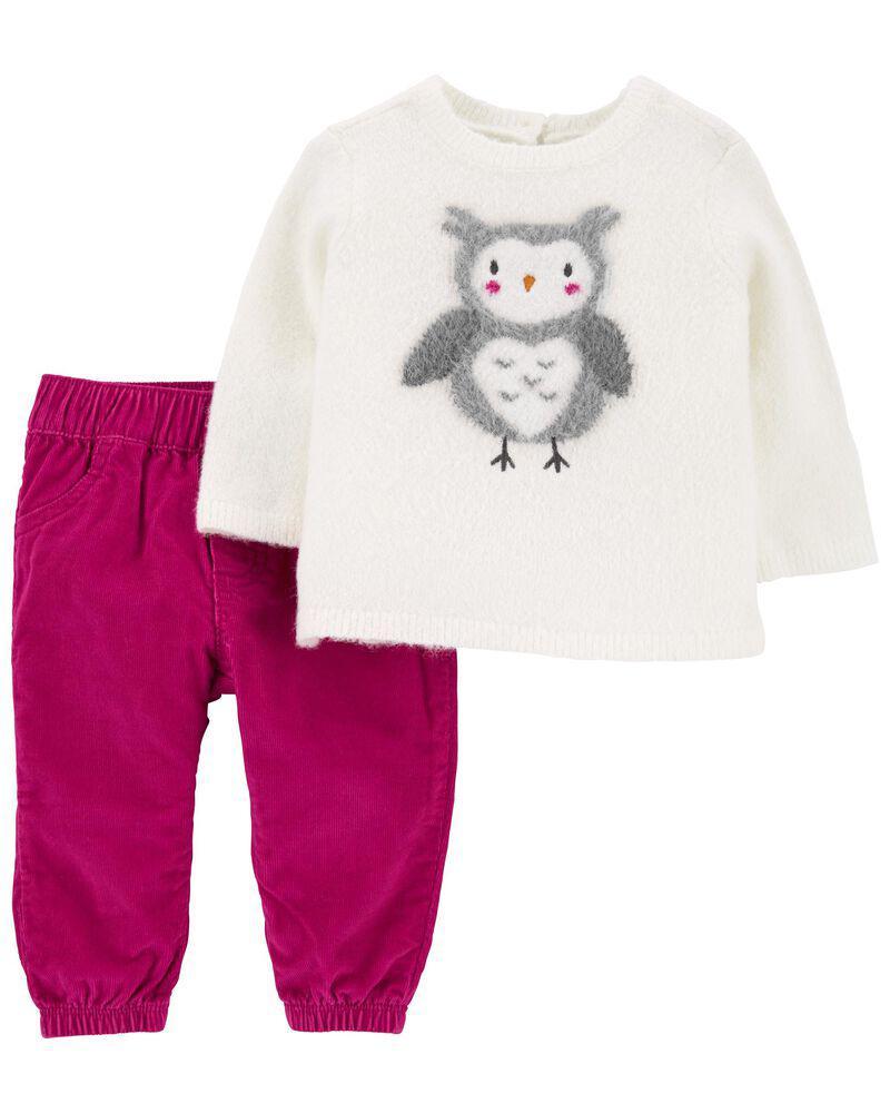 商品Carter's|2-Piece Owl Sweater & Corduroy Pant Set,价格¥111,第3张图片详细描述